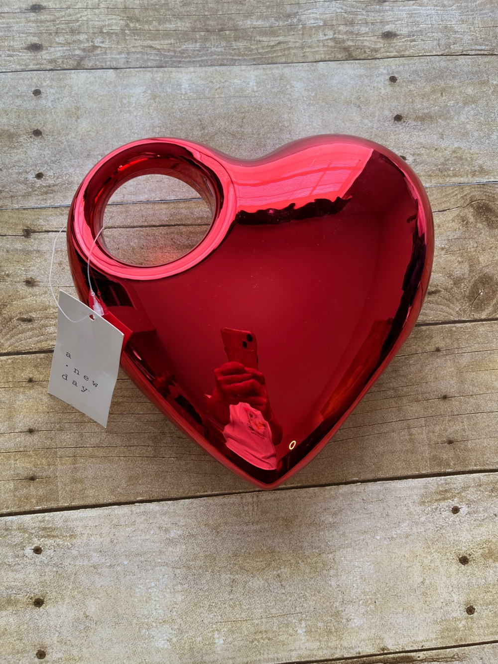 A New Day Metallic Red Heart-Shaped Novelty Handbag Clutch Valentine's Day NWT